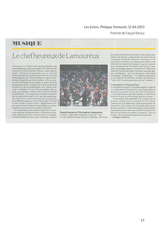   17	
  
Les Echos, Philippe Venturini, 12.04.2013
Portrait de Fayçal Karoui
	
  
	
  
 