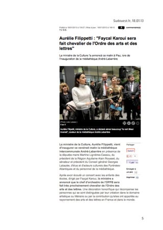   5	
  
Sudouest.fr, 18.01.13
 