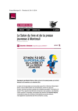 Revue de presse 30e salon du livre et de la presse jeunesse en Seine-Saint_denis