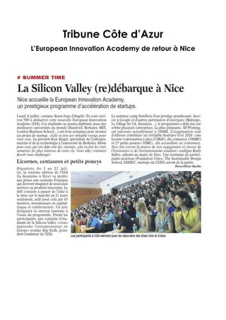Tribune Côte d’Azur
L’European Innovation Academy de retour à Nice
 
