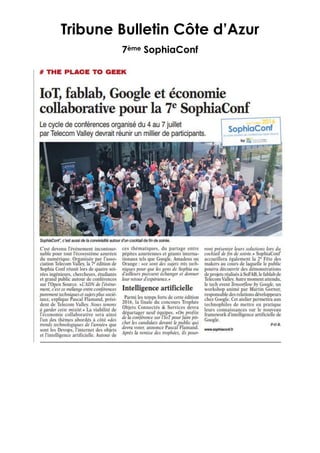 Tribune Bulletin Côte d’Azur
7ème SophiaConf
 