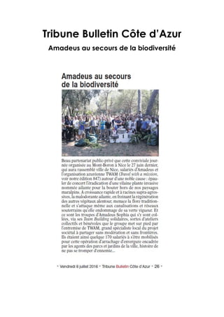 Tribune Bulletin Côte d’Azur
Amadeus au secours de la biodiversité
 
