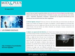4ème édition 














#JFD16
16 mars 2016
http://midetplus.fr/portraits/les-
femmes-digitales/
 