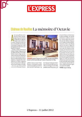  
 
 
 
 
 
 
 




 
 
 
 
 
 
 
 
 
 
 
 
 
 
 
 
 
 
 
    L’Express – 11 juillet 2012 
 