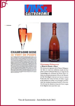 Vins & Gastronomie - Juin/Juillet/Août 2012
 