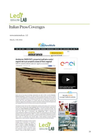 24
www.meteoweb.eu 1/2
March, 15th 2016
Italian Press Coverages
 