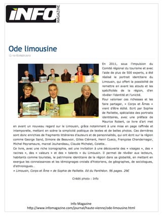 Info	
  Magazine	
  
hIp://www.infomagazine.com/journal/haute-­‐vienne/ode-­‐limousine.html	
  
 
