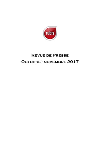 Revue de Presse
Octobre - novembre 2017
 