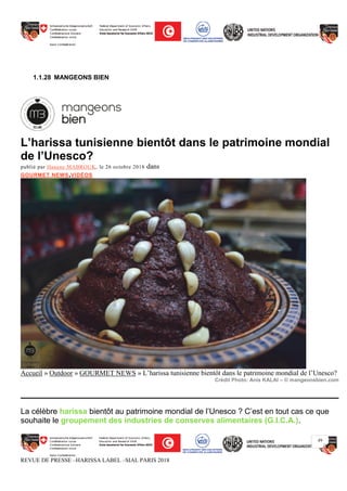 Revue De Presse Harissa Food Quality Label Tunisia Sial Paris 18