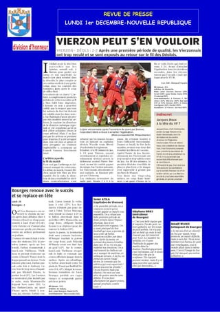 REVUE DE PRESSE
LUNDI 1er DECEMBRE-NOUVELLE REPUBLIQUE