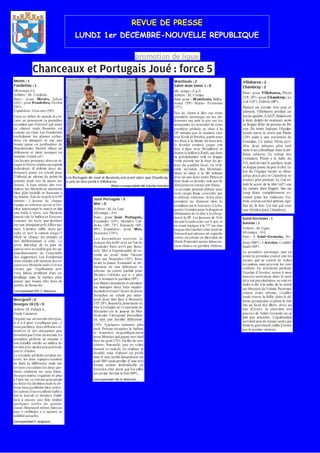 REVUE DE PRESSE
LUNDI 1er DECEMBRE-NOUVELLE REPUBLIQUE