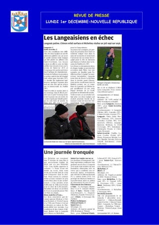 REVUE DE PRESSE
LUNDI 1er DECEMBRE-NOUVELLE REPUBLIQUE