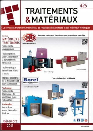 SOLO Swiss and Borel in cover on the magazine Traitement & Matériaux December 2013