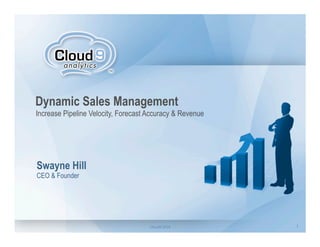 Dynamic Sales Management
Increase Pipeline Velocity, Forecast Accuracy & Revenue




Swayne Hill
CEO & Founder




                                     Cloud9	
  2010       1
 