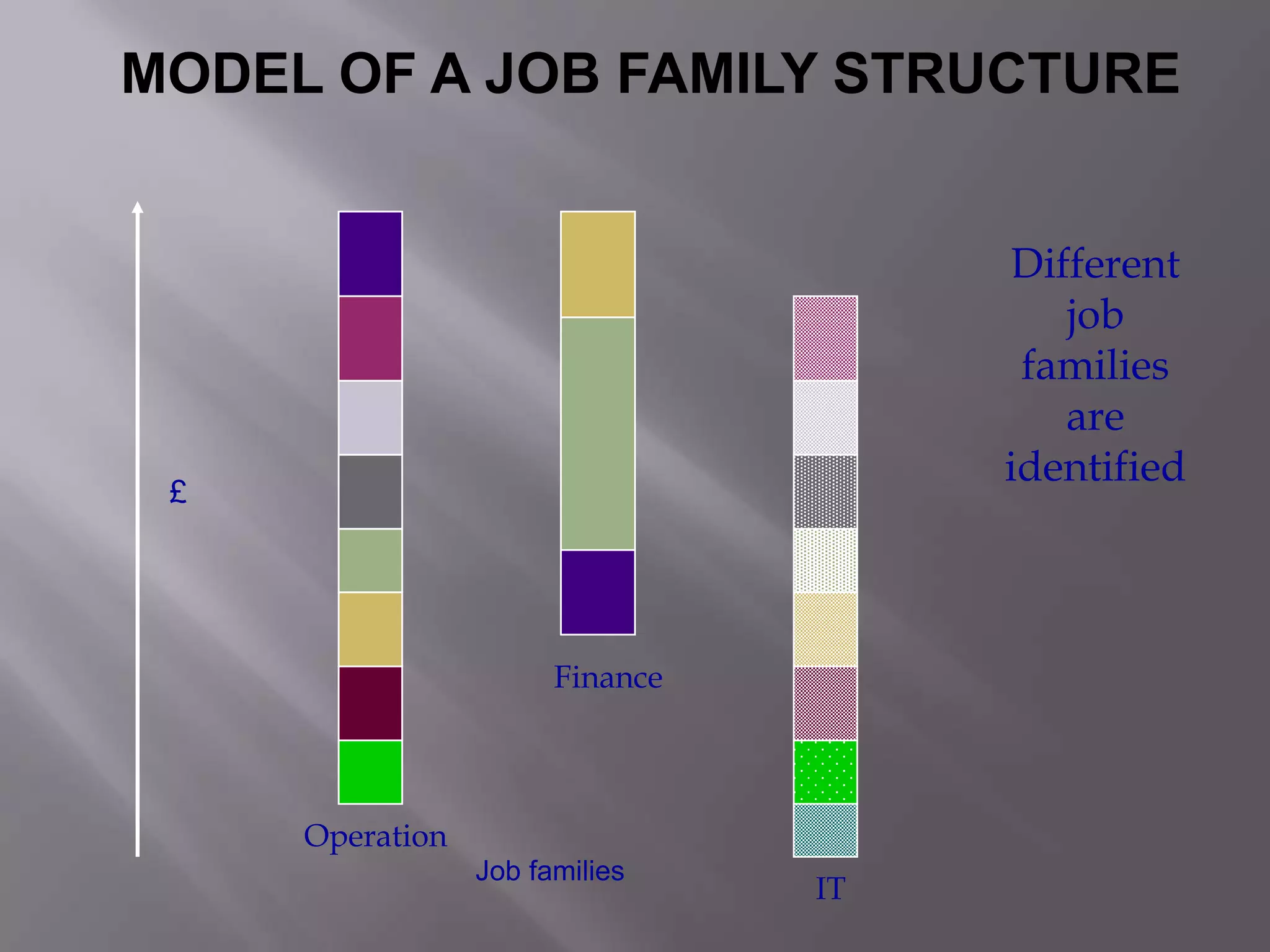 MODEL OF A JOB FAMILY STRUCTURE
Different
job
families
are
identified

£

Finance

Operation
Job families

IT

 