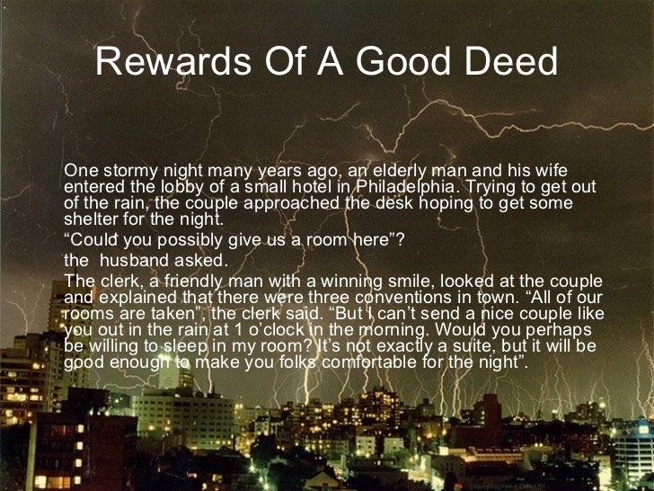 a good deed short story essay