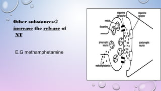 2-Other substances
increase the release of
NT
E.G methamphetamine
 