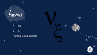 X → nu
Y → Xi
Naming Covid Variants
Answer
 