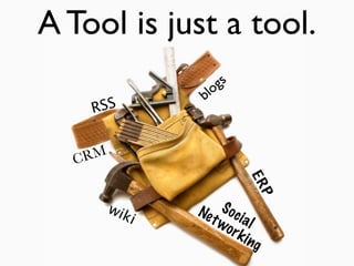 A Tool is just a tool.
                         gs
                    b lo
    RSS


  C RM




                               ER
                                 P
         wik       Ne S o c i
               i     t w al
                        or k
                              i ng
 