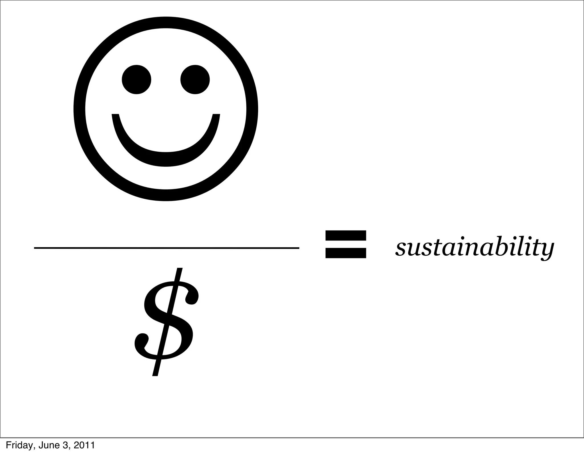               =   sustainability


                       $
Friday, June 3, 2011
 