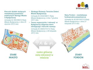 2012
3,1
km
zrewitalizowanych
bulwarów
2014
4,8
km
Zrewitalizowanych
bulwarów
+ 1,7 km
Tereny nadrzeczne – główną osią rek...