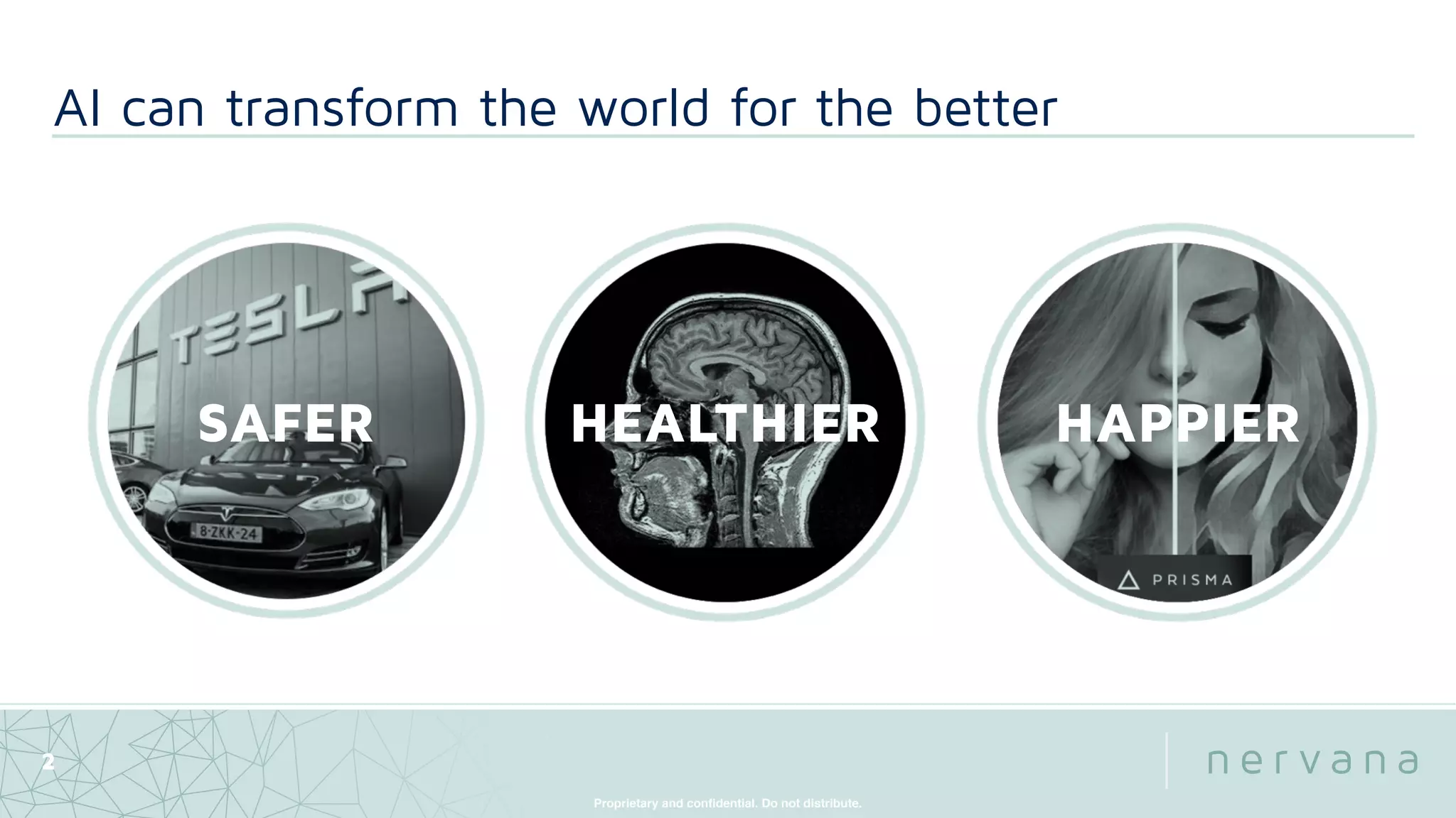 Proprietary and conﬁdential. Do not distribute.
AI can transform the world for the better
2
SAFER HEALTHIER HAPPIER
 