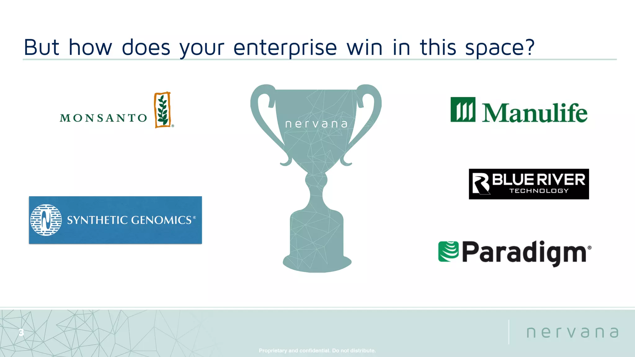Proprietary and conﬁdential. Do not distribute.
But how does your enterprise win in this space?
3
 