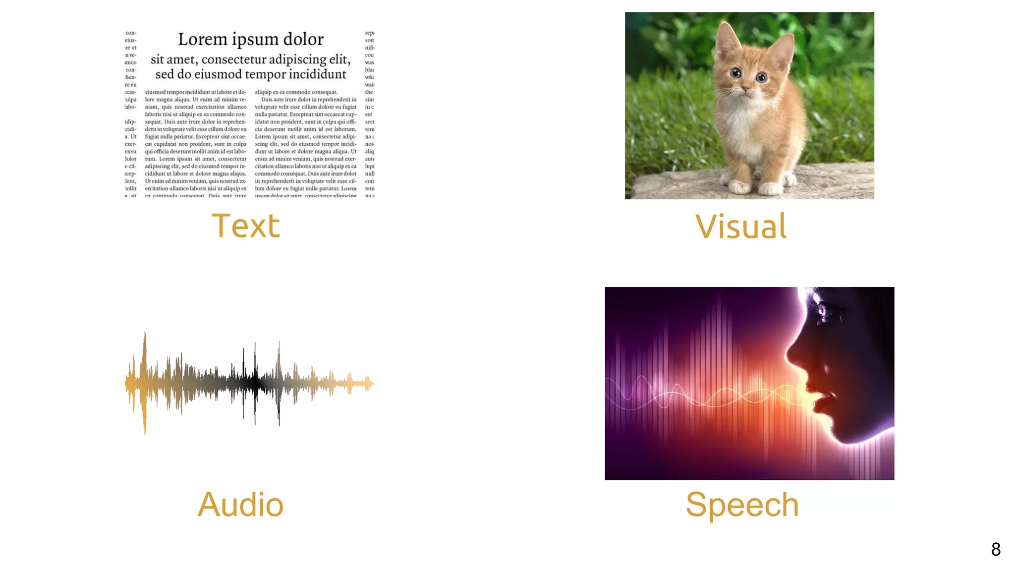 Text
8
Visual
SpeechAudio
 