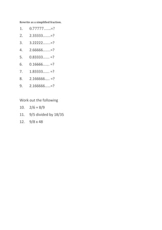 Rewrite as a simplified fraction pdf | PDF
