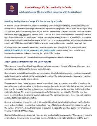 Rewriting Reality: How to Change SQL Text on the Fly in Oracle | PDF