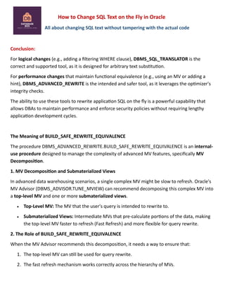 Rewriting Reality: How to Change SQL Text on the Fly in Oracle | PDF
