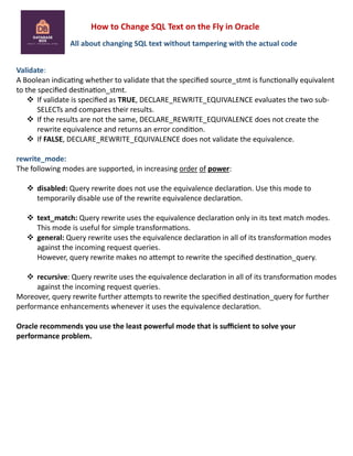 Rewriting Reality: How to Change SQL Text on the Fly in Oracle | PDF