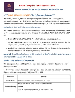 Rewriting Reality: How to Change SQL Text on the Fly in Oracle | PDF