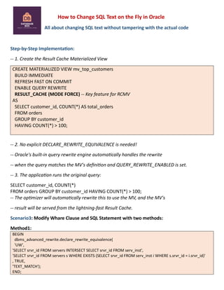 Rewriting Reality: How to Change SQL Text on the Fly in Oracle | PDF