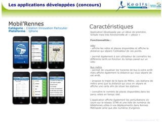 Les applications développées (concours)



Mobil’Rennes
Catégorie : Création Innovation Particulier   Caractéristiques
Pla...