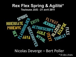 Rex Flex Spring & Agilité*
    Toulouse JUG - 21 avril 2011




 Nicolas Deverge – Bert Poller
                                   * Et des chats
 