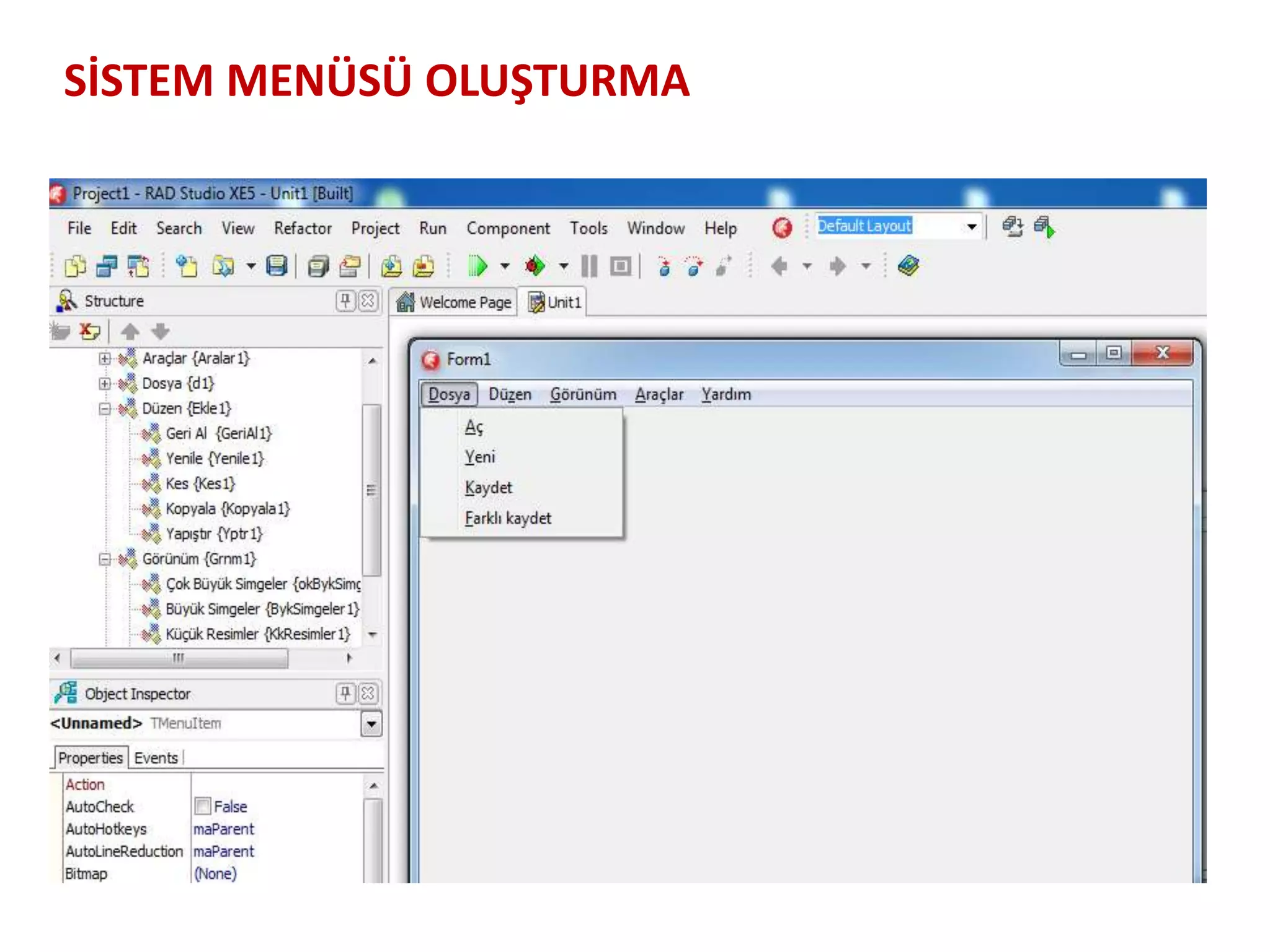 SİSTEM MENÜSÜ OLUŞTURMA
 