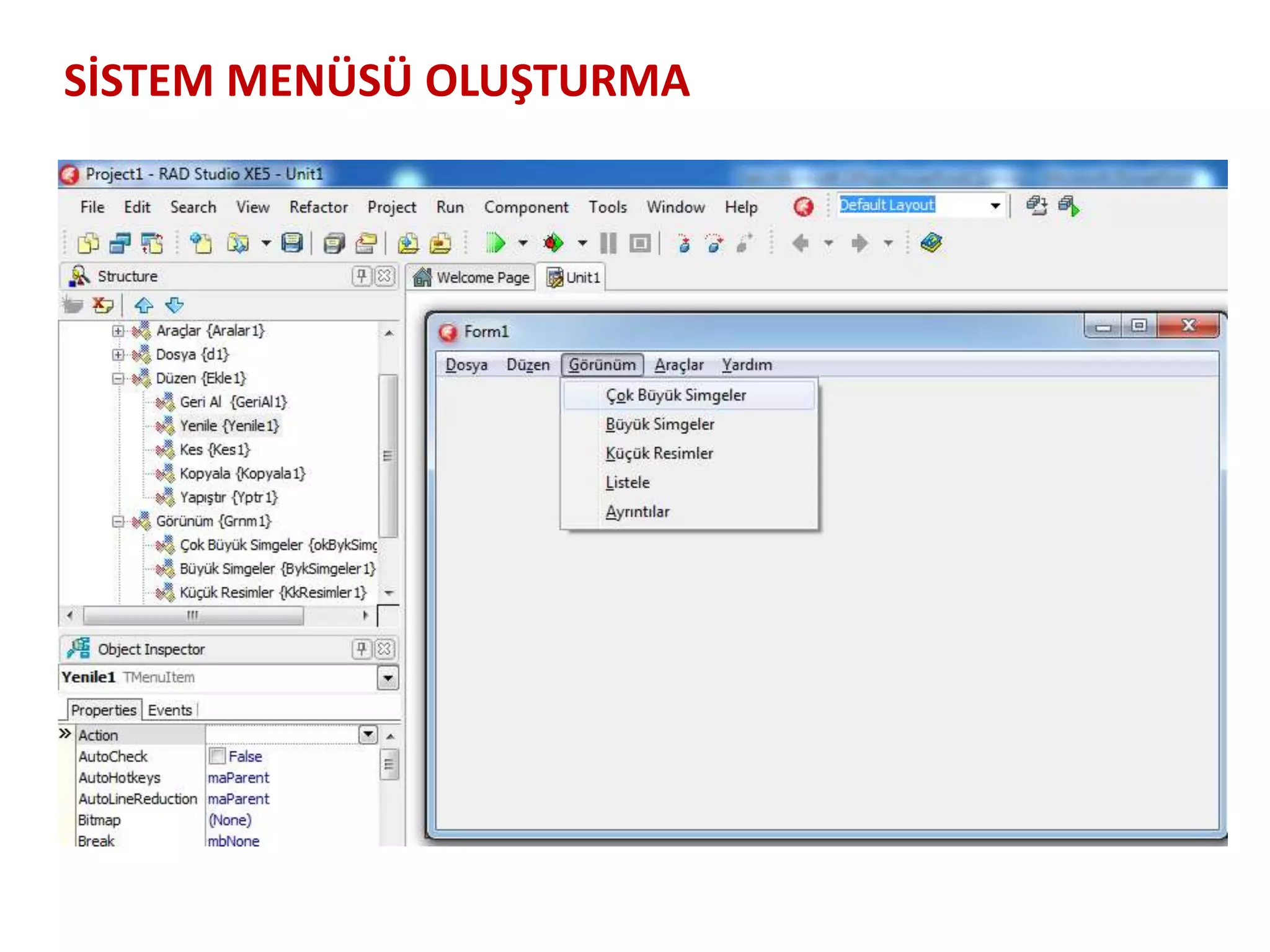 SİSTEM MENÜSÜ OLUŞTURMA
 