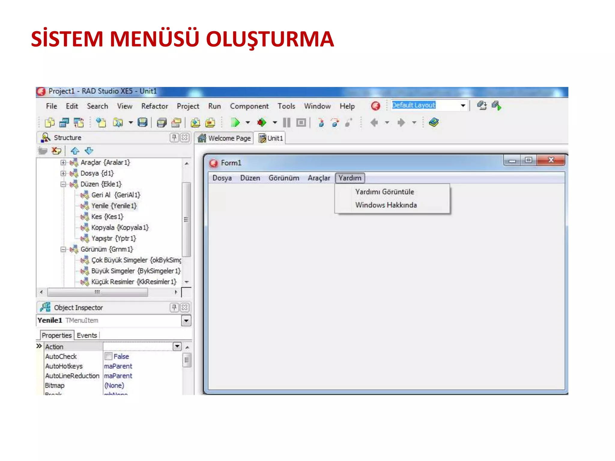 SİSTEM MENÜSÜ OLUŞTURMA
 