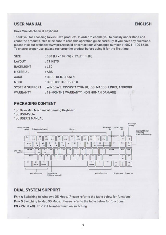 Rexus Daxa M71 Pro User Guide PDF