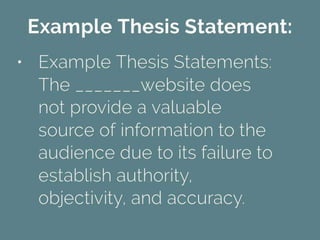(Online) Thesis Statement Ch. 9 Writing a Review