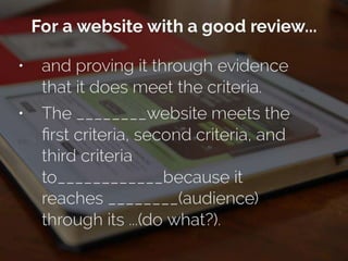 (Online) Thesis Statement Ch. 9 Writing a Review