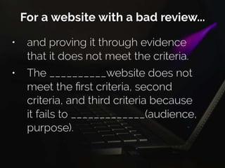 (Online) Thesis Statement Ch. 9 Writing a Review