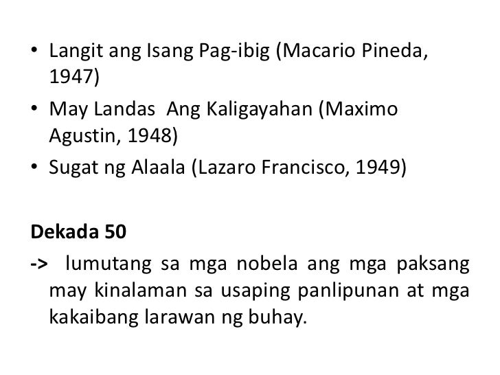 Ang Mga Panahon sa Pagkakaunlad ng Nobelang Filipino