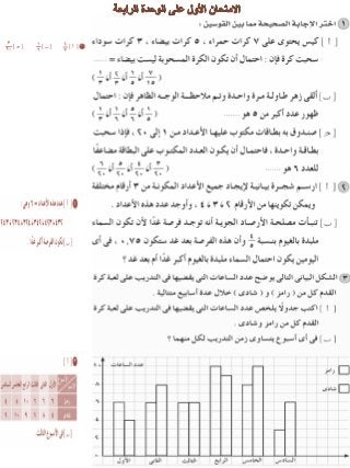  امتحانات المراجعة العامة على وحدات الرياضيات للصف الرابع الابتدائى للترم الثانىReyada g4 t2 revesion.