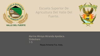 Escuela Superior De
Agricultura Del Valle Del
Fuerte.

Marina Mireya Miranda Apodaca.
Slideshare
1-5
Reyes Armenta Fca. Arely.

 