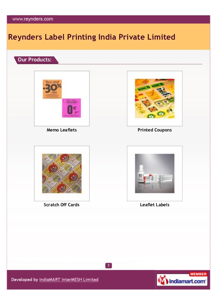 Reynders Label Printing India Private Limited, Bhiwadi, Leaflets