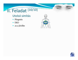 II Feladat
II. Feladat        [10/10]
                   [ / ]
   Utolsó simítás
    Pörgetés
    EKO
    2x a jövőbe
 
