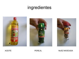 ingredientes ACEITE PEREJIL NUEZ MOSCADA 