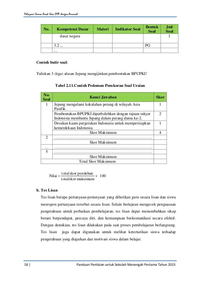 Format Penilaian Tes Lisan Guru Paud